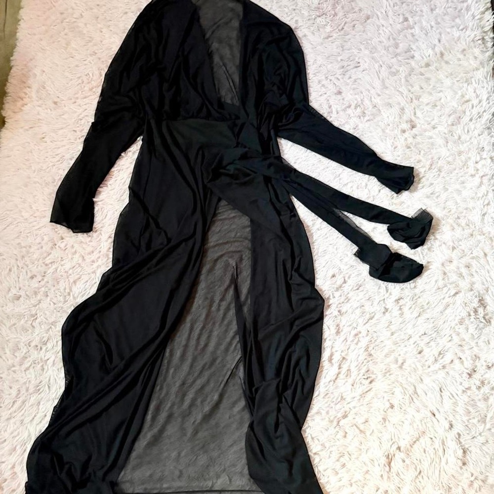 Sheer Flowy Whimsygoth Romantic Vampy Sexy Maxi Duster Womens 2XL Lingerie Dark